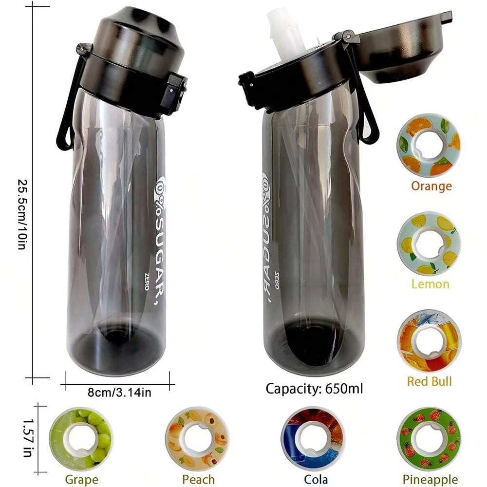 Motion Water Bottle with 1Or7 Flavour Pods 650ML Large Capacity Sports Water up Bottle Starter up Set New Fruit Fragrance