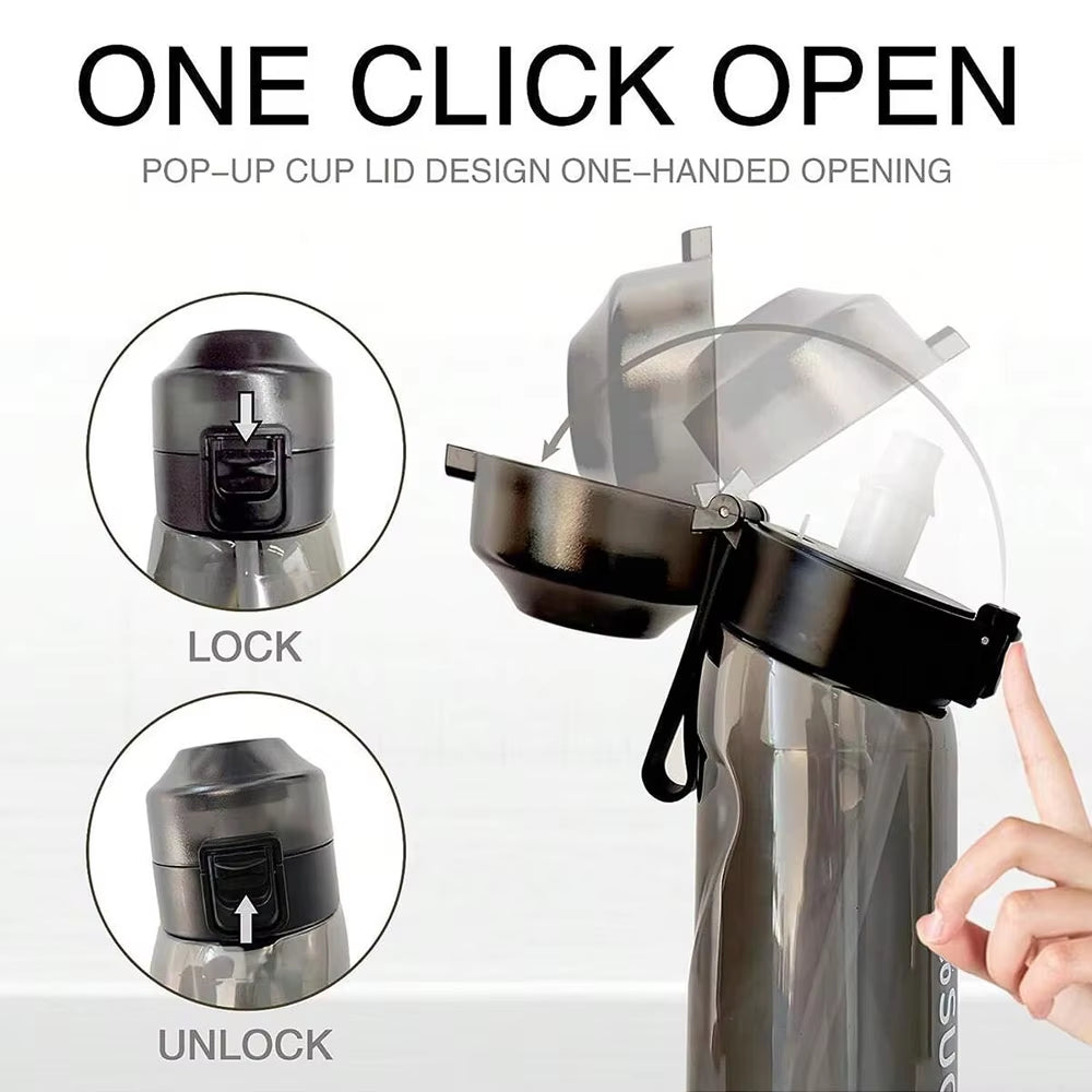 Motion Water Bottle with 1Or7 Flavour Pods 650ML Large Capacity Sports Water up Bottle Starter up Set New Fruit Fragrance