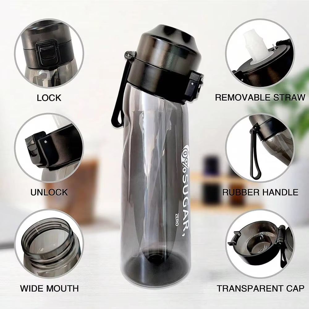 Motion Water Bottle with 1Or7 Flavour Pods 650ML Large Capacity Sports Water up Bottle Starter up Set New Fruit Fragrance
