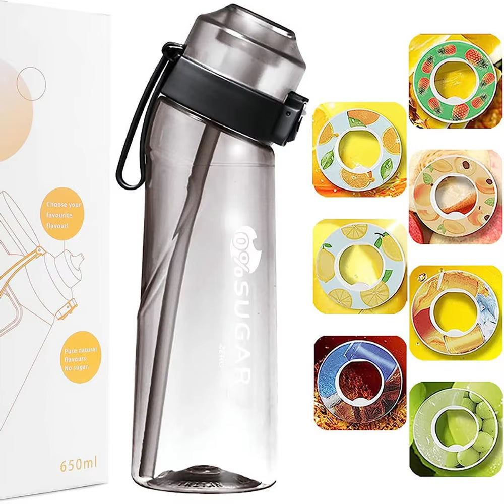 Motion Water Bottle with 1Or7 Flavour Pods 650ML Large Capacity Sports Water up Bottle Starter up Set New Fruit Fragrance