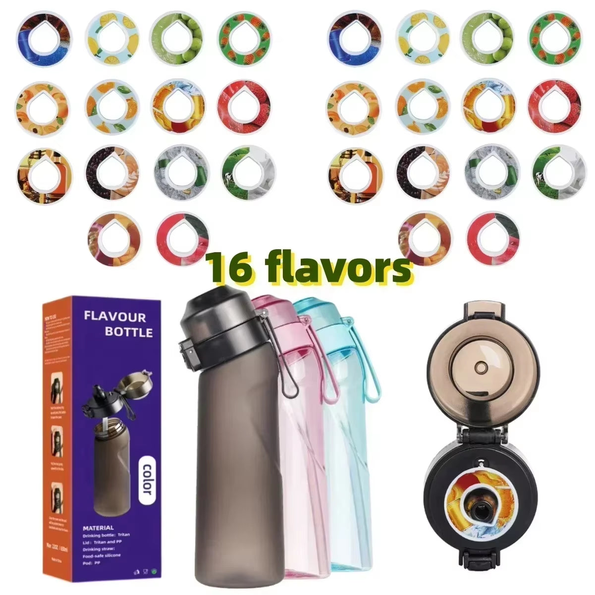 650Ml Airup Flavored Bottle with 1/3/5 Taste Pods for Kids Borraccia Taste Buds BPA Free Vesipullo Waterfles Botella De Agua