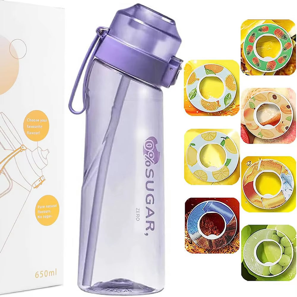 Motion Water Bottle with 1Or7 Flavour Pods 650ML Large Capacity Sports Water up Bottle Starter up Set New Fruit Fragrance