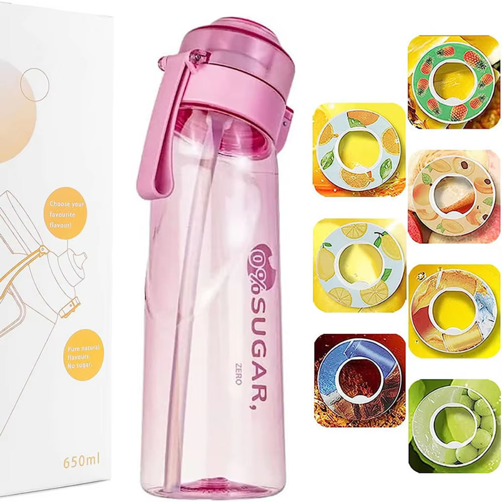Motion Water Bottle with 1Or7 Flavour Pods 650ML Large Capacity Sports Water up Bottle Starter up Set New Fruit Fragrance